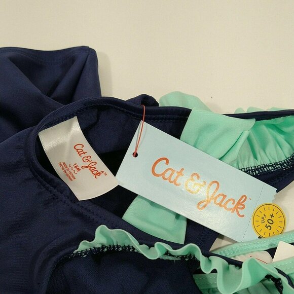 Cat & Jack 2 pc Tankini Swimsuit Dolphin Graphic Girls Size 18 Month Blue NEW - Picture 5 of 9
